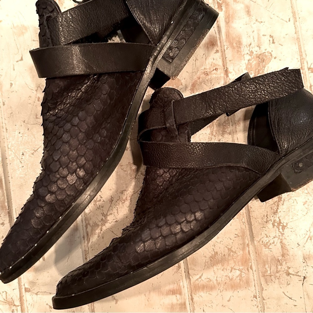 Freda Salvador Snakeskin Wrap Heels